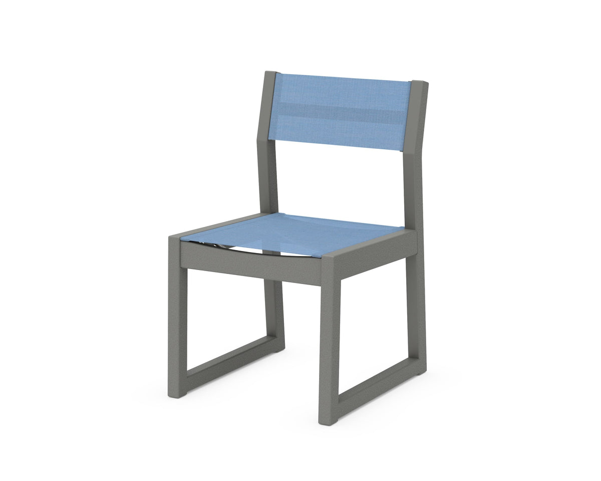 POLYWOOD EDGE Sling Dining Side Chair in Slate Grey / Poolside