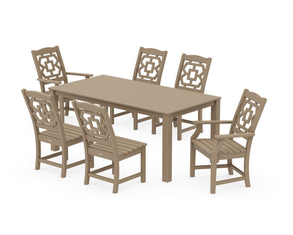 POLYWOOD Chinoiserie 7-Piece Parsons Dining Set in Vintage Sahara