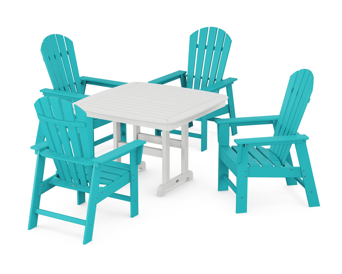 POLYWOOD South Beach 5-Piece Dining Set with Trestle Legs - 44" Table in Aruba / White