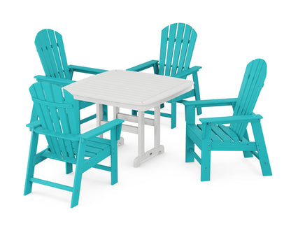POLYWOOD South Beach 5-Piece Dining Set with Trestle Legs - 44" Table in Aruba / White