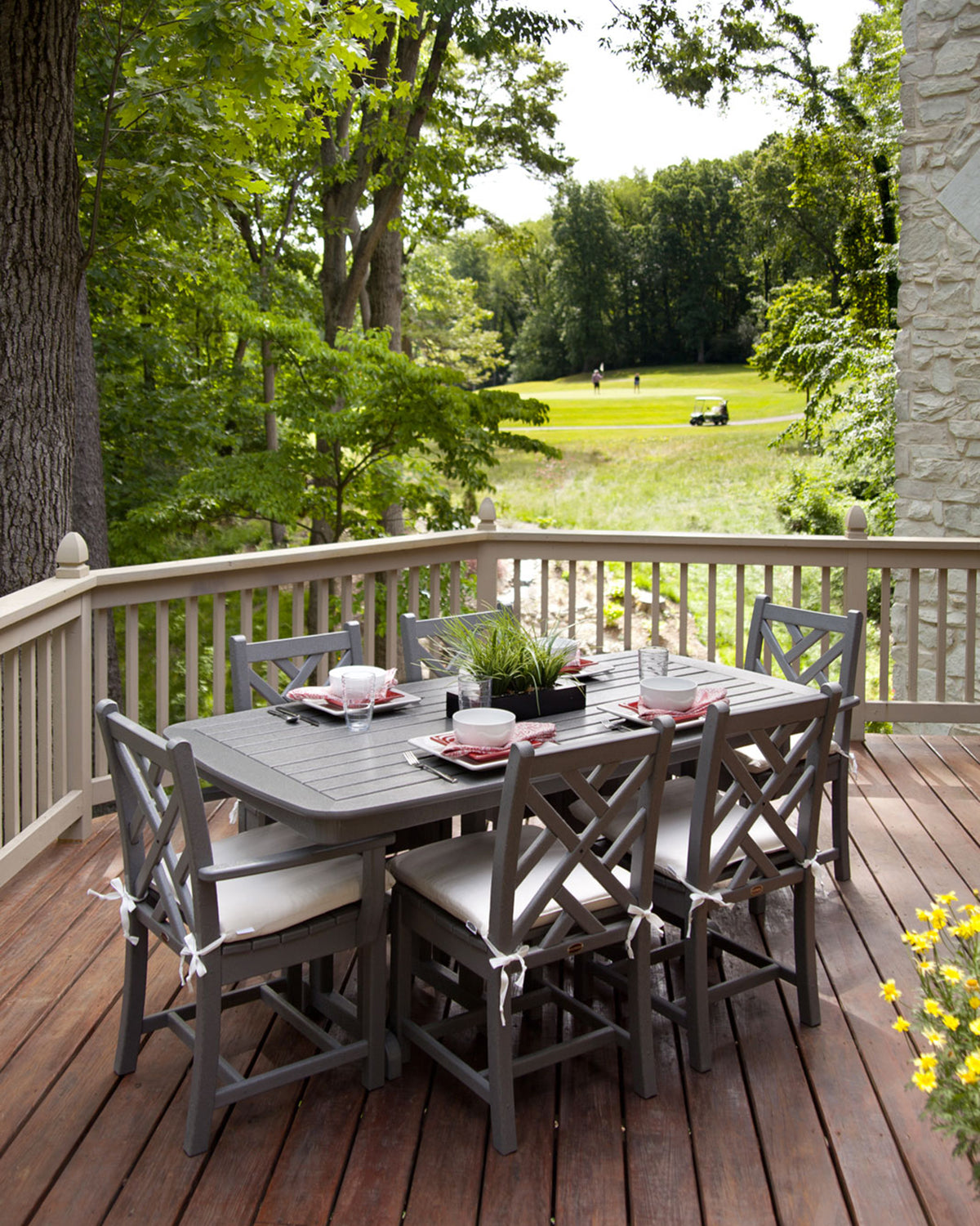 POLYWOOD Chippendale 7-Piece Dining Set styled outdoors