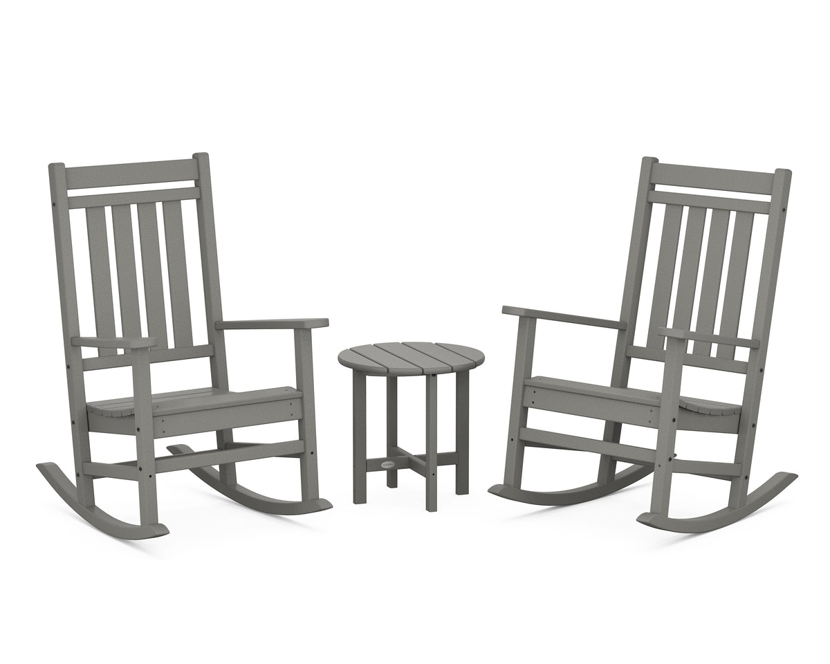 POLYWOOD Estate 3-Piece Rocking Chair Set in Slate Grey
