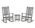 POLYWOOD Estate 3-Piece Rocking Chair Set in Slate Grey