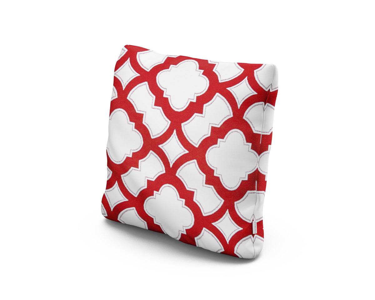 POLYWOOD 18" Outdoor Throw Pillow in Trellis Crimson