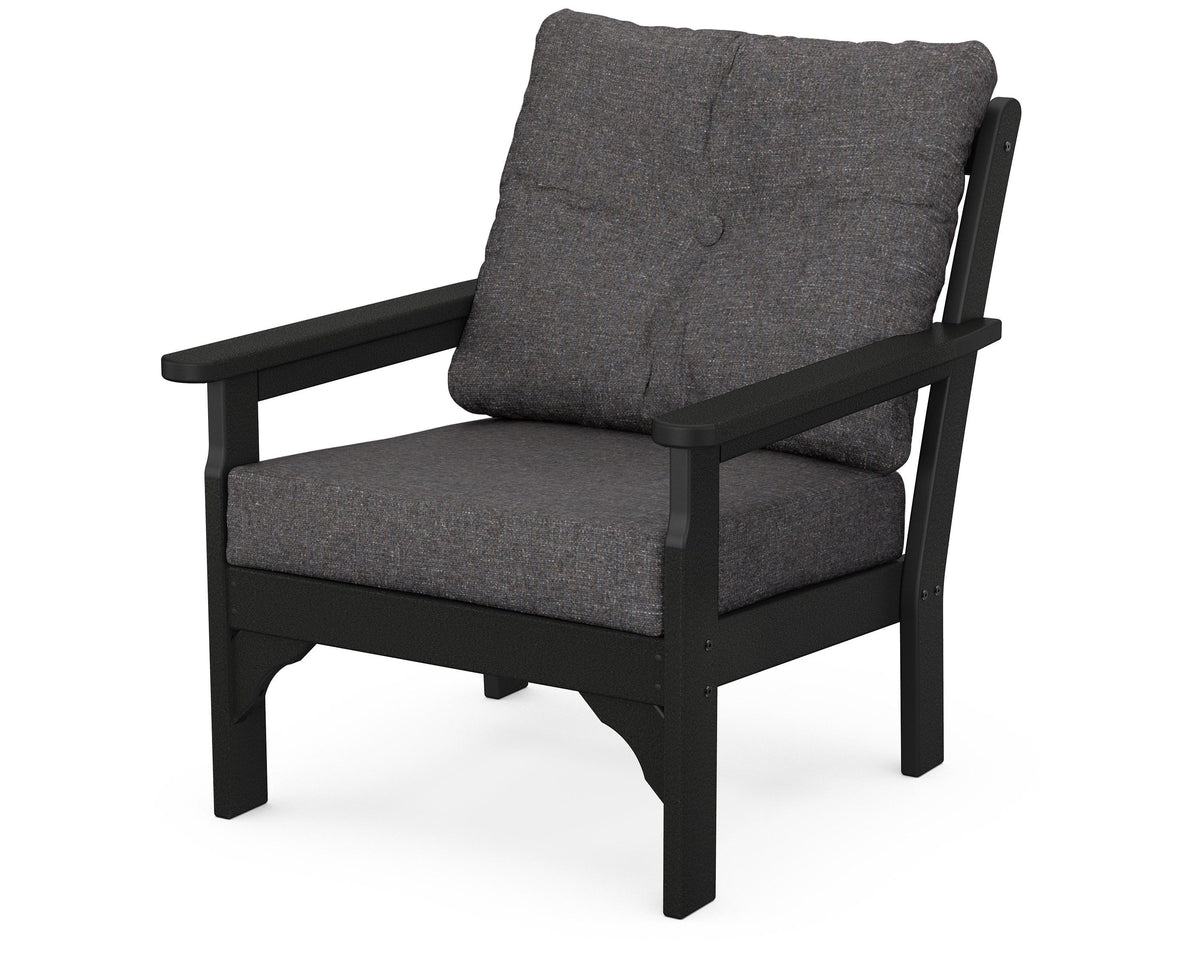 POLYWOOD Vineyard Deep Seating Chair in Black / Ash Charcoal