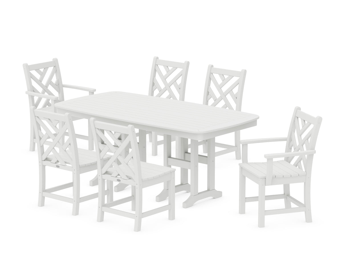 POLYWOOD Chippendale 7-Piece Dining Set in White