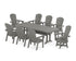 POLYWOOD Nautical Curveback Adirondack Swivel 9-Piece Farmhouse Dining Set with Trestle Legs in Slate Grey