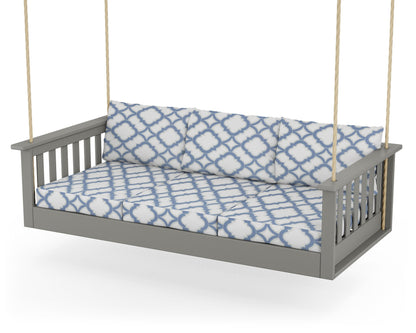 POLYWOOD Vineyard Daybed Swing in Slate Grey / Trellis Sky Blue