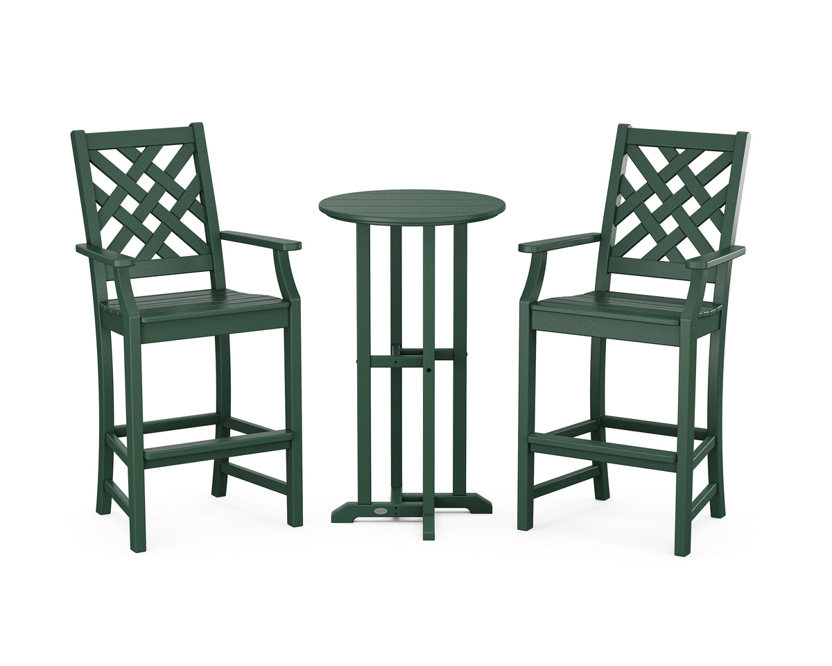 POLYWOOD Country Living Wovendale 3-Piece Farmhouse Bar Set in Green