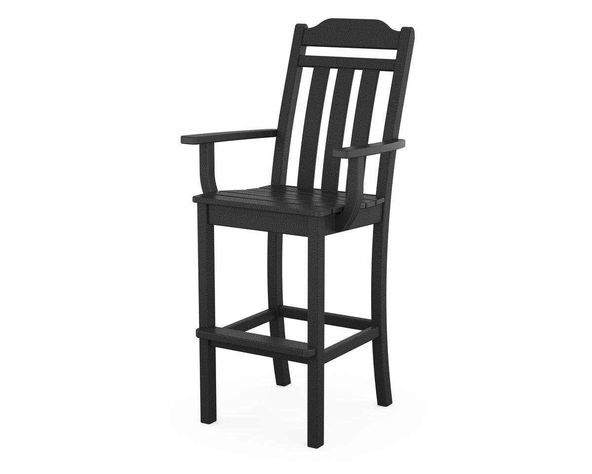 POLYWOOD Cottage Bar Arm Chair in Black