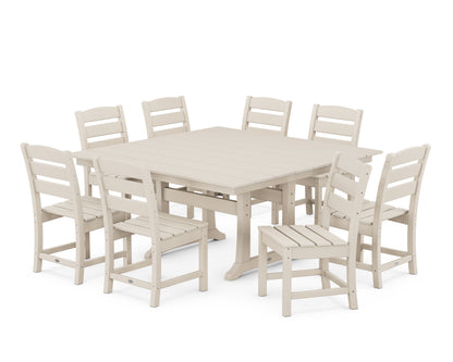 POLYWOOD Lakeside 9-Piece Farmhouse Trestle Dining Set in Sand