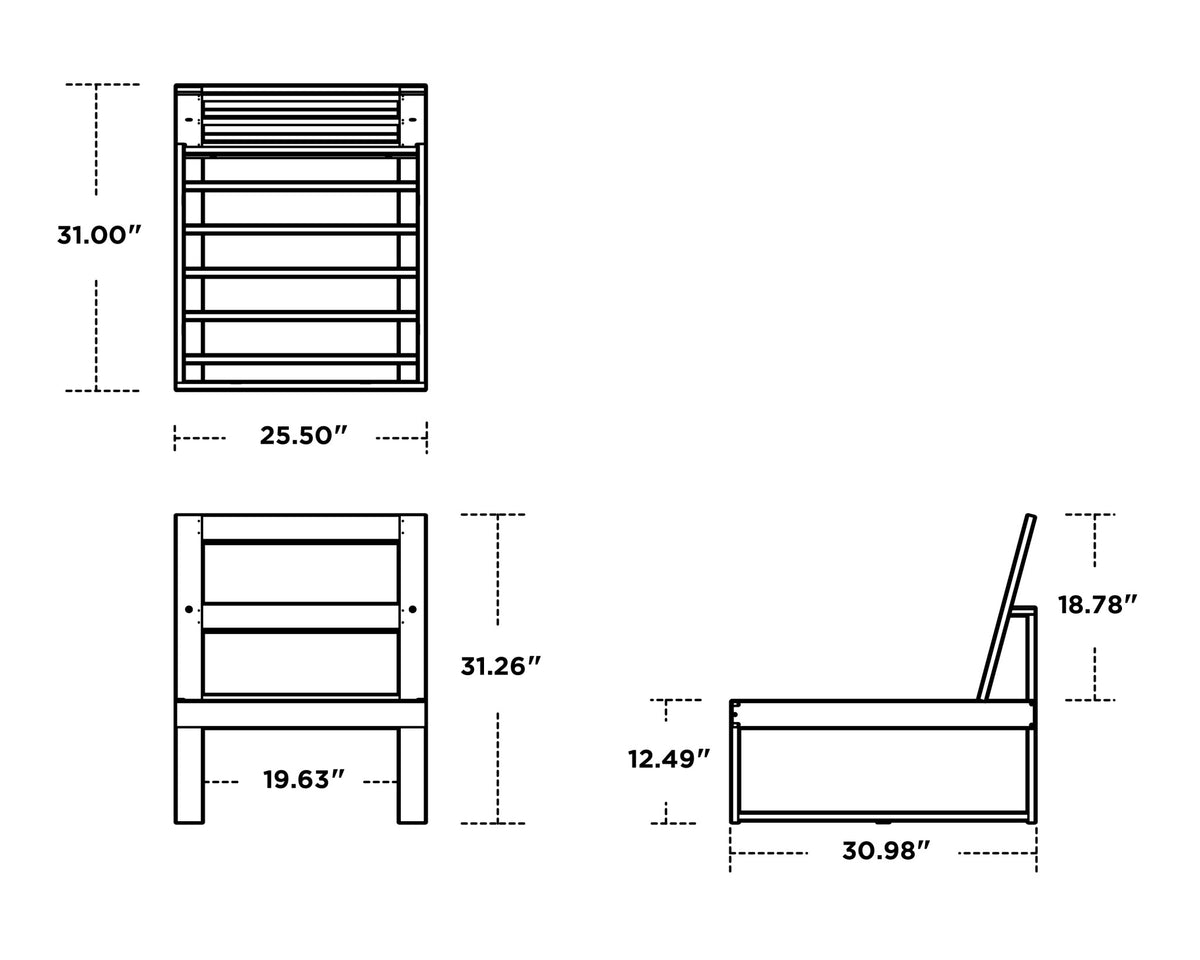 POLYWOOD Modular Armless Chair dimensions
