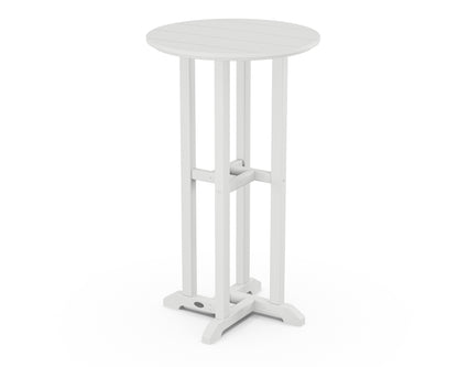 POLYWOOD 24" Round Farmhouse Bar Bistro Table in White