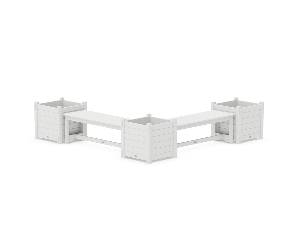 POLYWOOD 48" Nautical L-Shaped Planter Bench Corner Set - Large in White