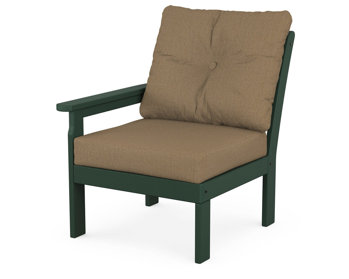 POLYWOOD Vineyard Modular Left Arm Chair in Green / Sesame