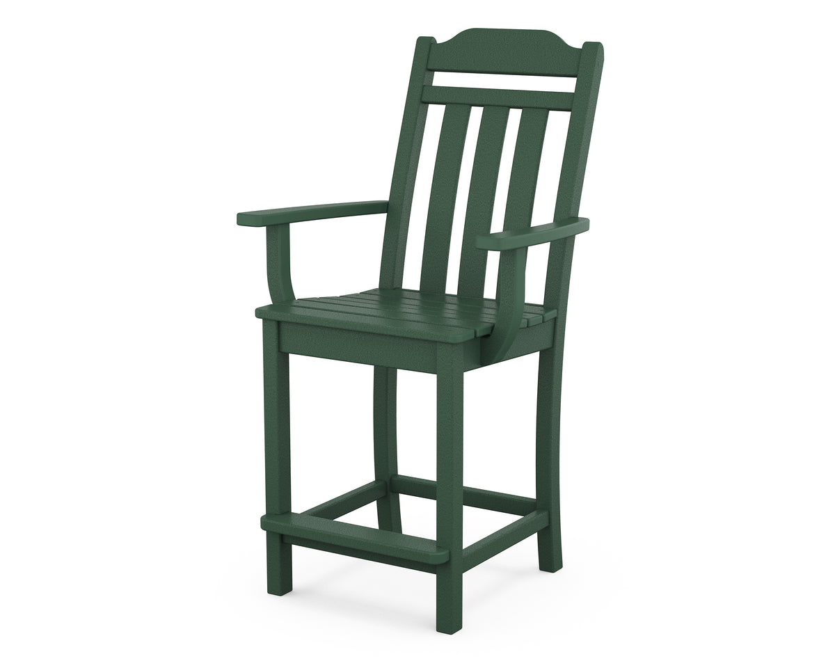 POLYWOOD Cottage Counter Arm Chair in Green