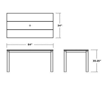 POLYWOOD Studio Parsons 34" X 64" Dining Table dimensions