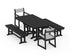 POLYWOOD EDGE Sling Arm Chair 5-Piece Farmhouse Dining Set with Benches in Black / Birch