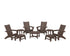 POLYWOOD Modern Grand Adirondack 9-Piece Conversation Set in Mahogany