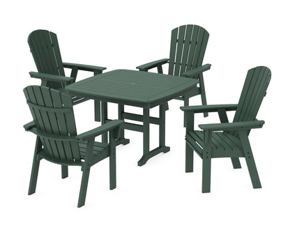 POLYWOOD Nautical Curveback Adirondack 5-Piece Dining Set - 44" Table in Green