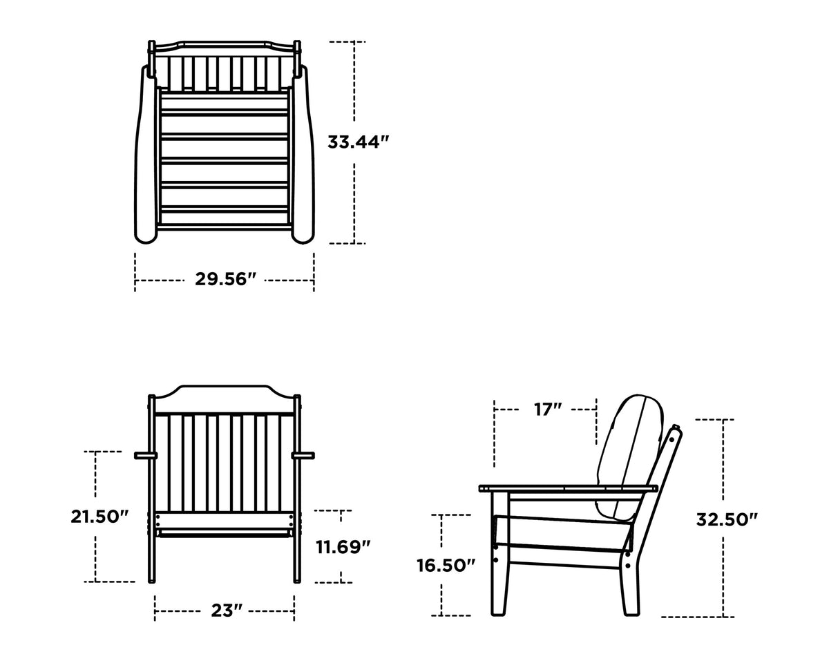 POLYWOOD Cottage Deep Seating Chair dimensions