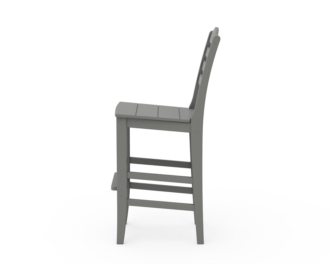 Angled view of the POLYWOOD Savannah Bar Side Chair in Slate Grey