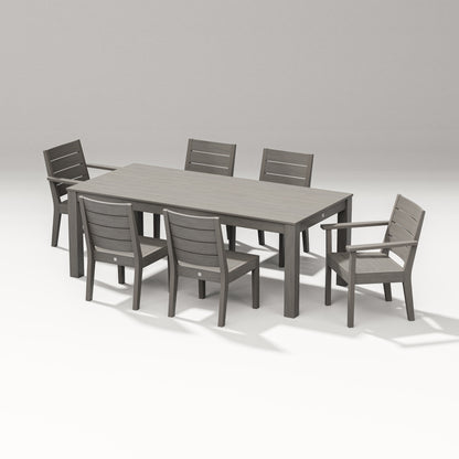 POLYWOOD Latitude 7-Piece Dining Set - 84" Table in Driftwood
