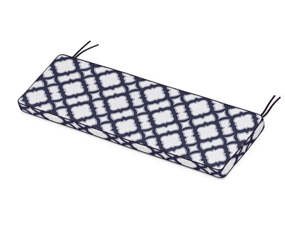 POLYWOOD Chinoiserie 60" Bench Seat Cushion in Trellis Navy