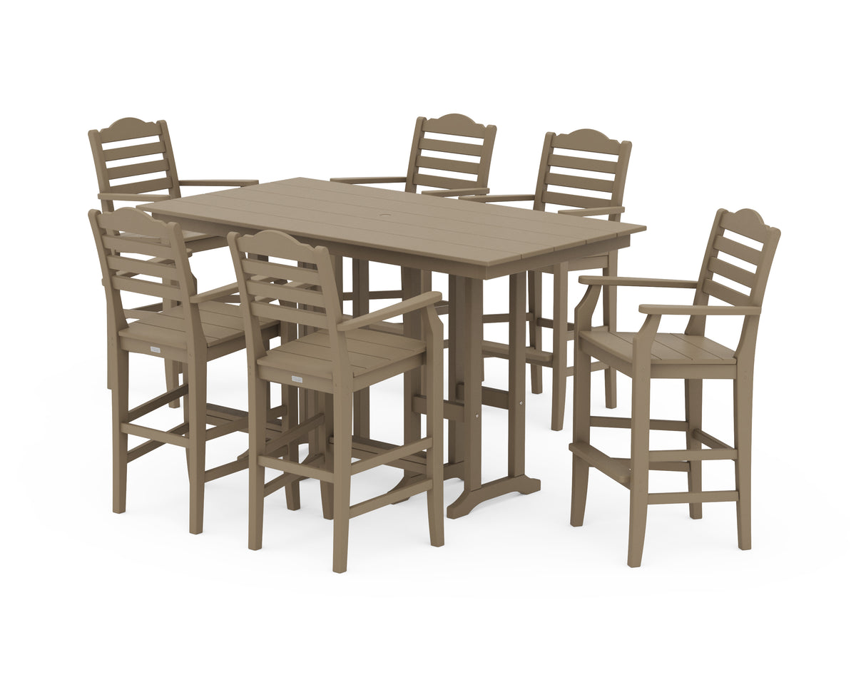 POLYWOOD Savannah Arm Chair 7-Piece Farmhouse Bar Set in Vintage Sahara