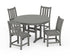 POLYWOOD Traditional Garden Side Chair 5-Piece Round Farmhouse Dining Set in Slate Grey