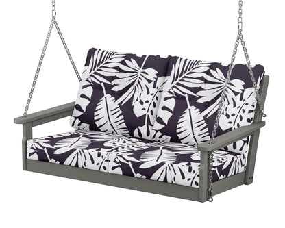 POLYWOOD Vineyard Deep Seating Swing in Slate Grey / Leaf Navy