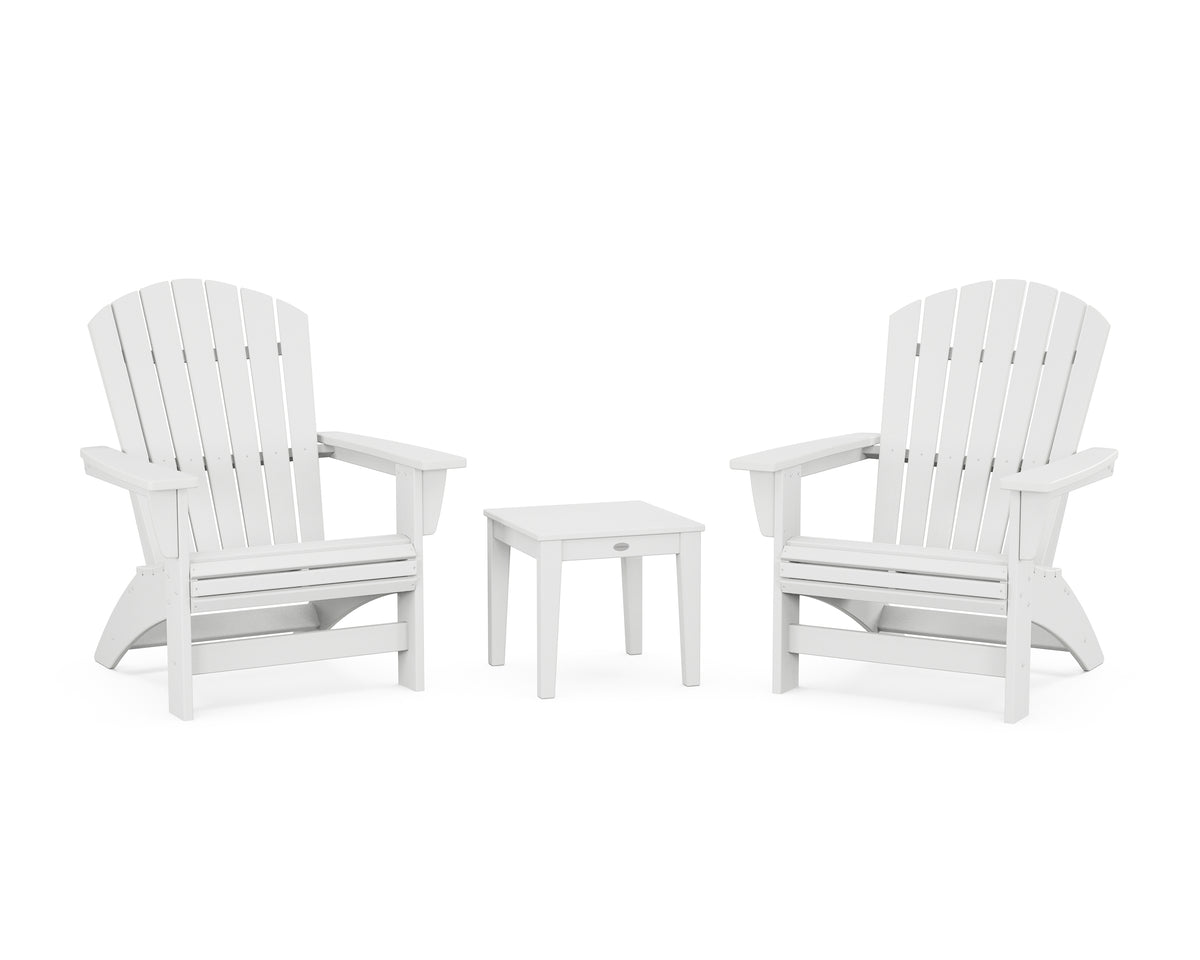 POLYWOOD 3-Piece Nautical Grand Adirondack Set in White