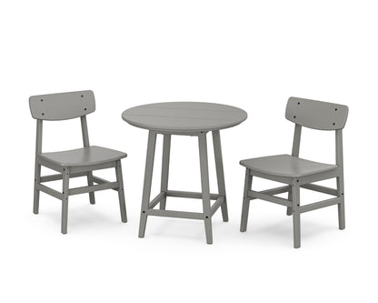 POLYWOOD Modern Studio Urban Chair 3-Piece Round Bistro Dining Set in Slate Grey