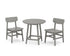 POLYWOOD Modern Studio Urban Chair 3-Piece Round Bistro Dining Set in Slate Grey
