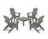 POLYWOOD 5-Piece Nautical Curveback Adirondack Chair Conversation Set with 36" Conversation Table in Slate Grey
