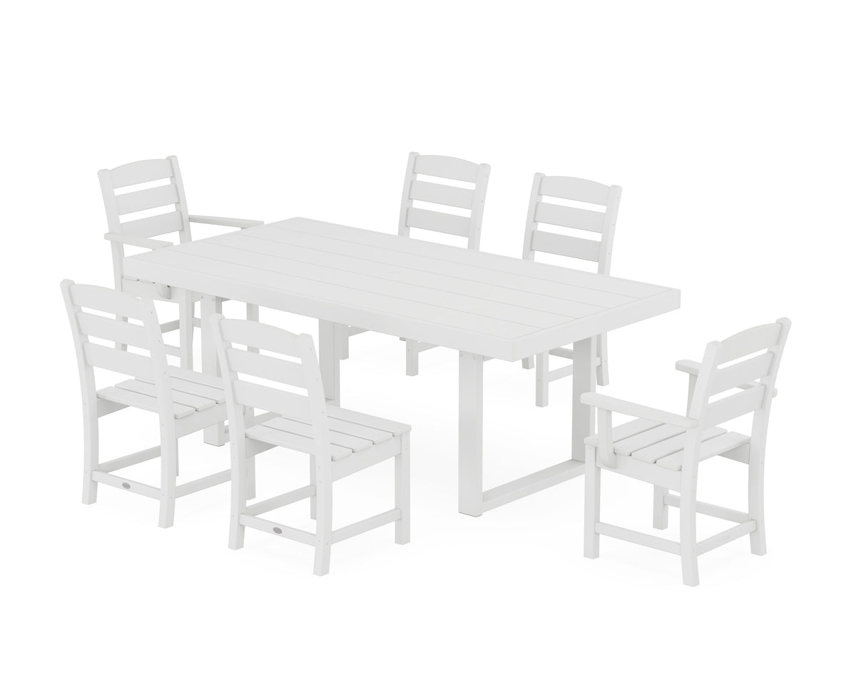 POLYWOOD Lakeside 7-Piece Dining Set - 39" x 78" Table in White