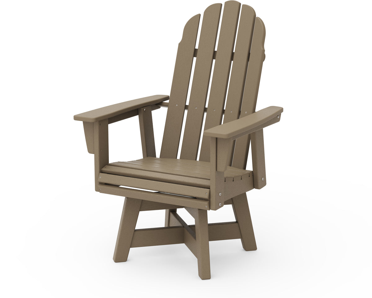 POLYWOOD Vineyard Curveback Adirondack Swivel Dining Chair in Vintage Sahara