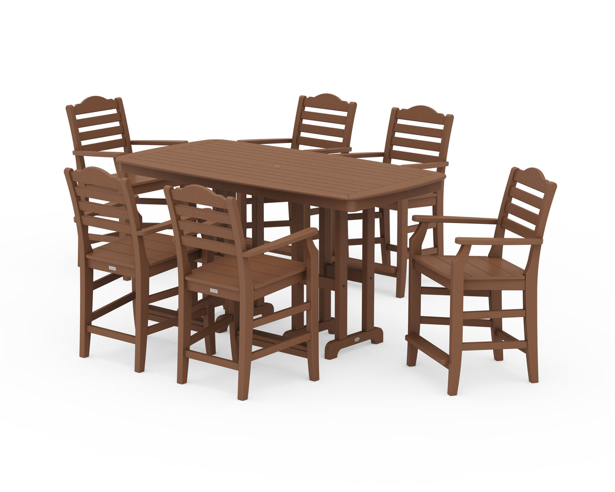 POLYWOOD Savannah Arm Chair 7-Piece Counter Set in Teak