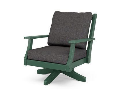 POLYWOOD Wovendale Deep Seating Swivel Chair in Green / Ash Charcoal