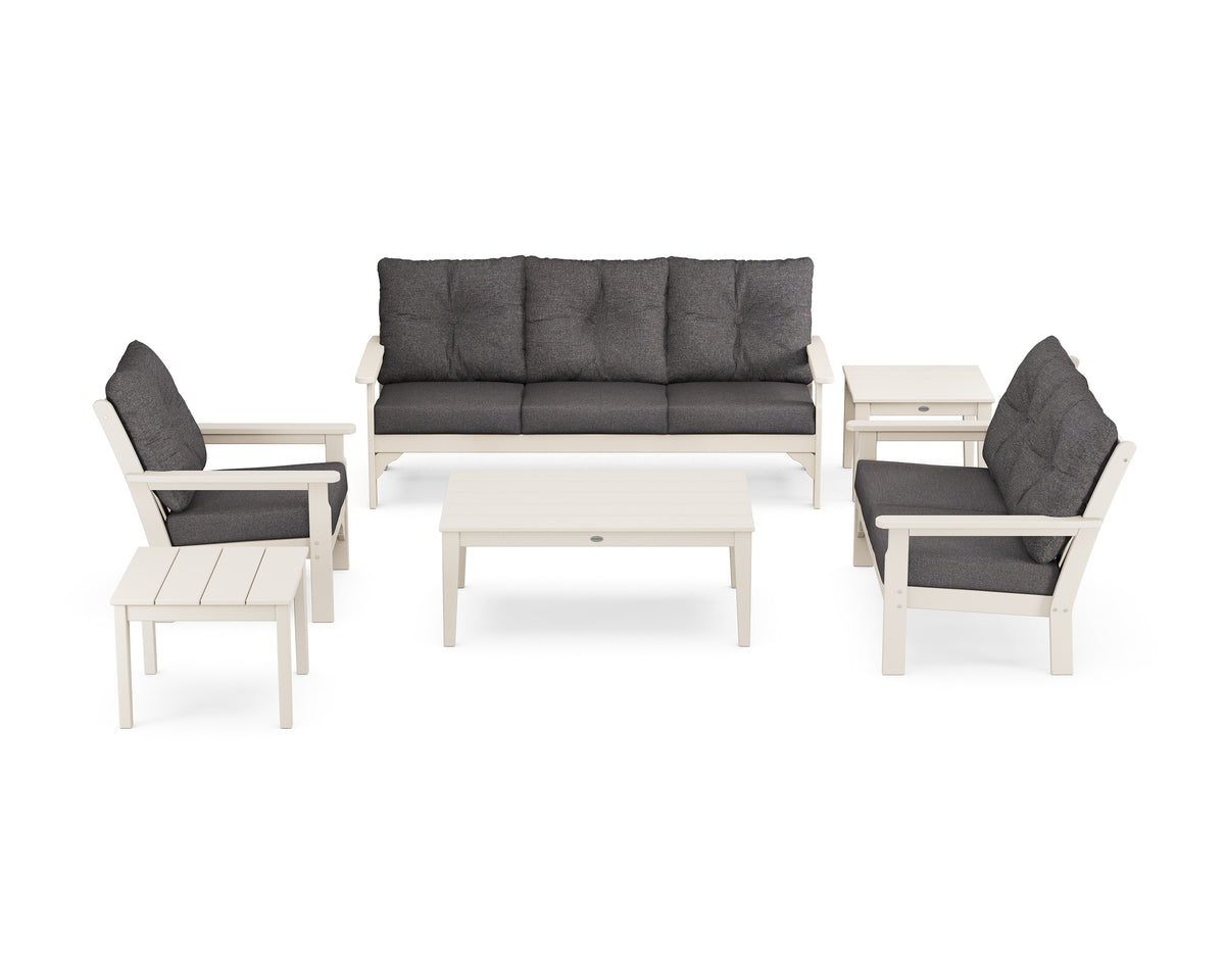 POLYWOOD Vineyard 6-Piece Deep Seating Set in Sand / Ash Charcoal