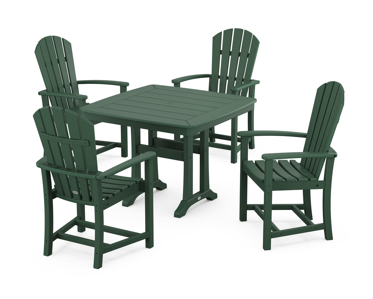 POLYWOOD Palm Coast 5-Piece Dining Set with Trestle Legs - 37" Table in Green