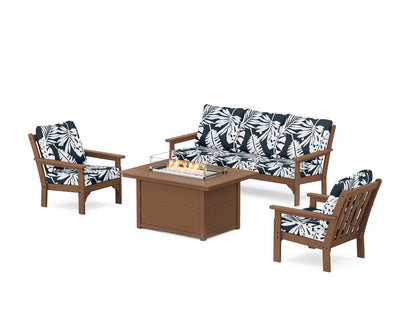POLYWOOD Vineyard Deep Seating Fire Pit Table Set