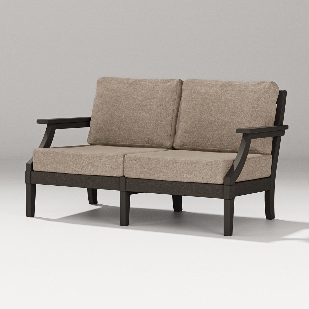 POLYWOOD Estate Loveseat in Vintage Coffee / Spiced Burlap