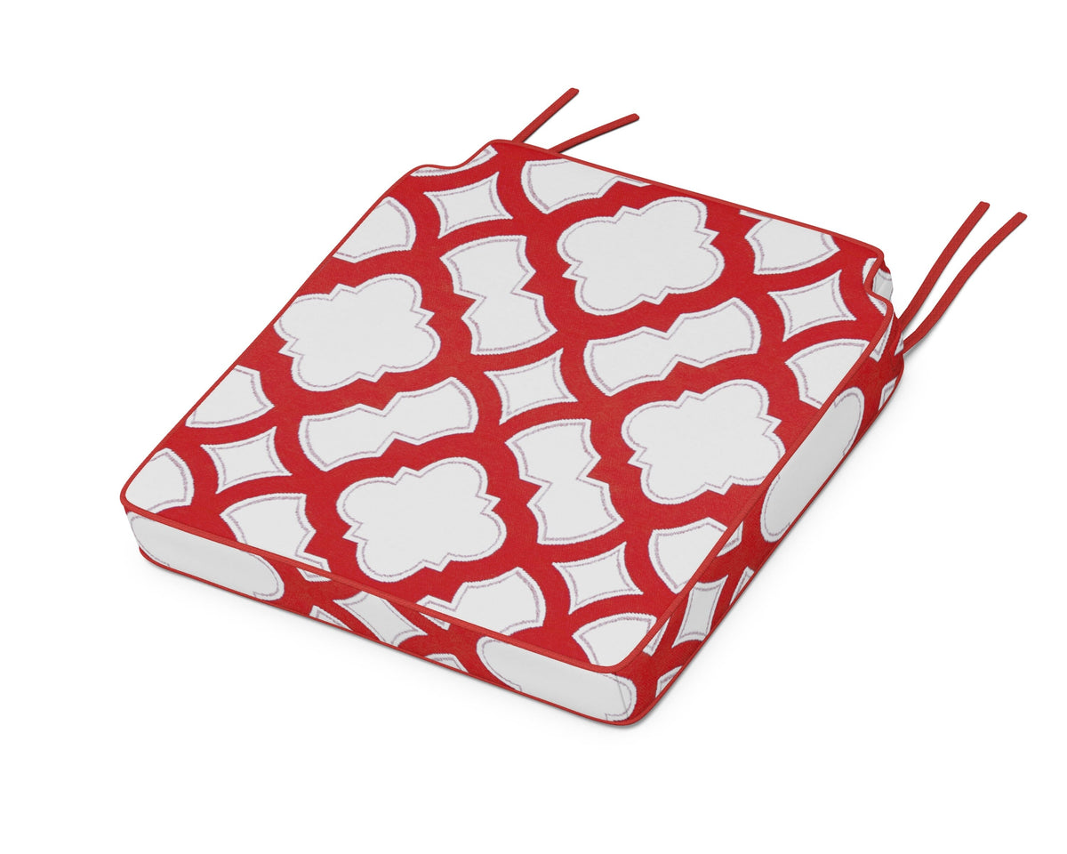 POLYWOOD Acadia Dining Side Seat Cushion in Trellis Crimson