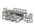 POLYWOOD EDGE Sling 9-Piece Farmhouse Trestle Dining Set in Slate Grey / Birch