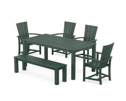 POLYWOOD Quattro 6-Piece Parsons Dining Set with Bench in Green