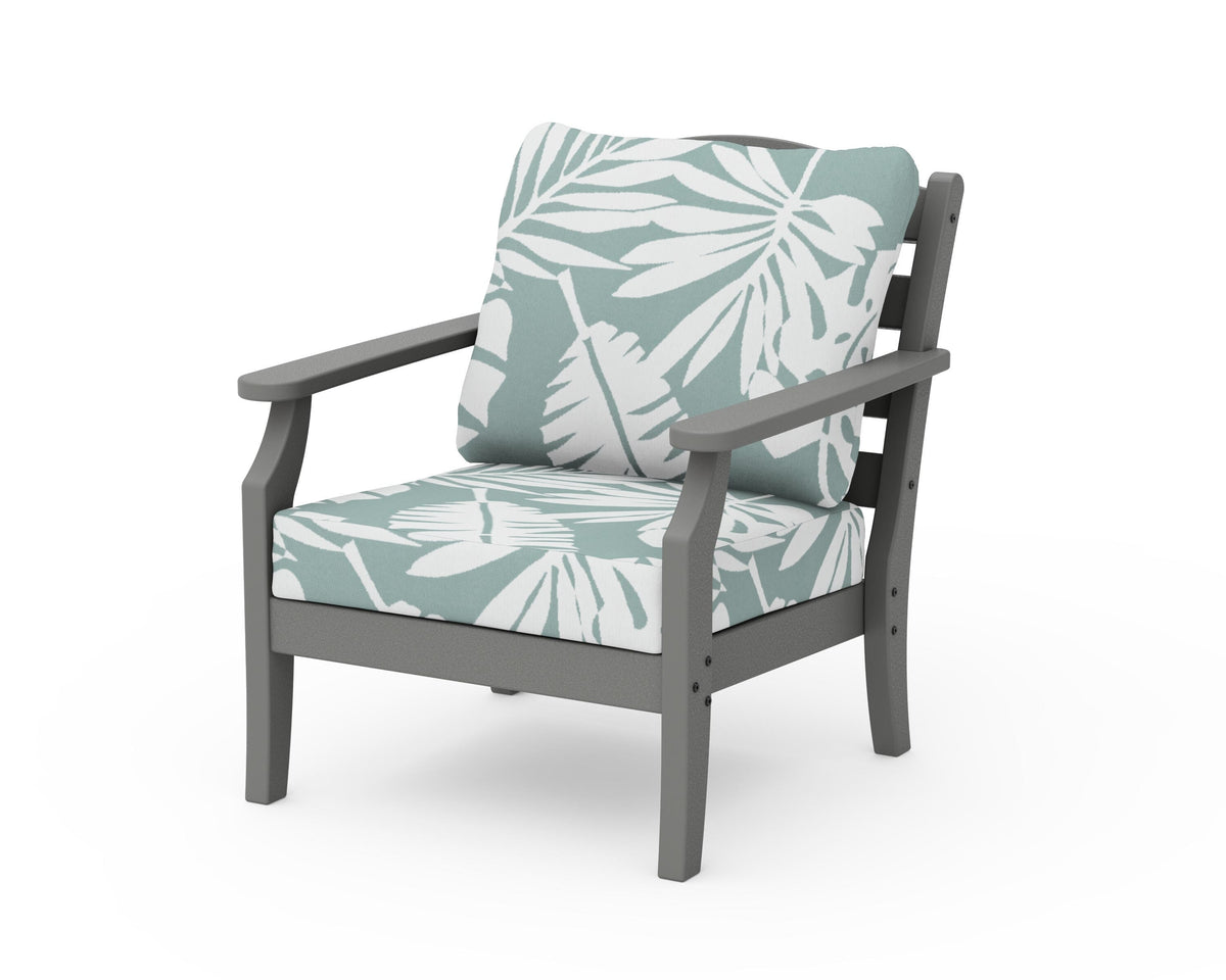POLYWOOD Savannah Deep Seating Chair in Slate Grey / Leaf Glacier Spa