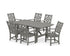 POLYWOOD Wovendale Arm Chair 7-Piece Rustic Farmhouse Dining Set in Slate Grey
