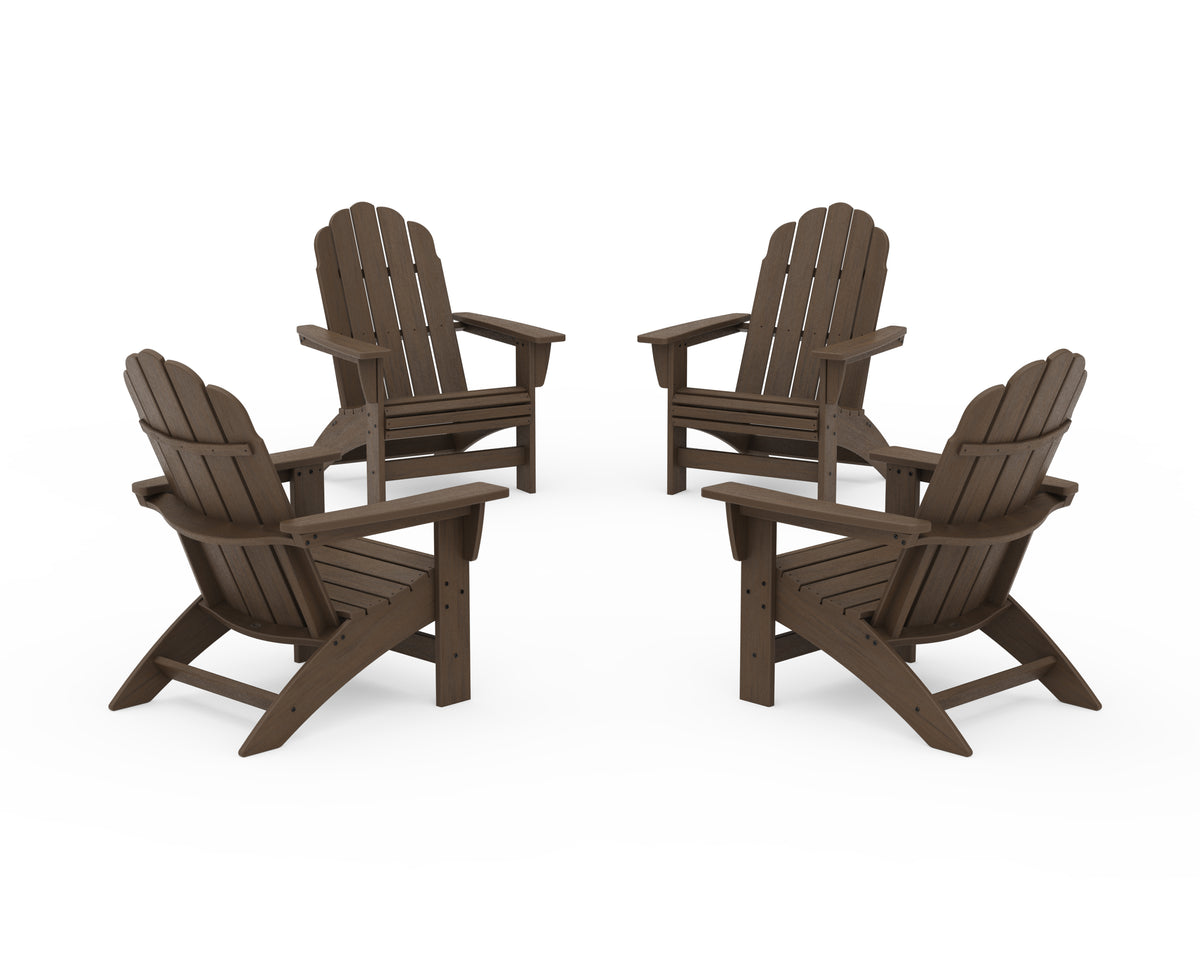 POLYWOOD 4-Piece Vineyard Grand Adirondack Chair Conversation Set in Kona
