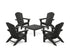 POLYWOOD 5-Piece Nautical Grand Adirondack Chair Conversation Group in Black